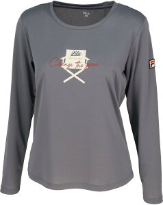 FILA TENNIS(フィラ テニス) テニス レディース 長袖 シャツ ロングスリーブグラフィックTシャツ 吸汗速乾 UVカット EL0248 グレー S