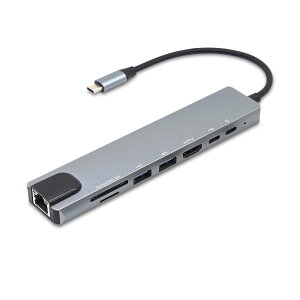 ���{�g���X�g�e�N�m���W�[ MY DOCK STATION 8-IN-1 HDMI RJ45 microSD SD USB-C USB-Ax2 100W���d�Ή� JTMD-8IN1