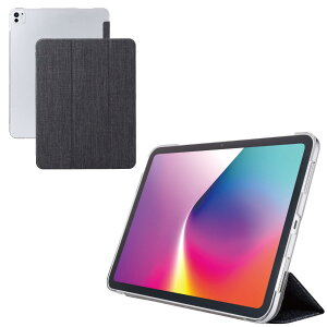 �G���R�� iPad Pro 13�C���` (M4) �P�[�X �J�o�[ �t�@�u���b�N �t���b�v�P�[�X ���^ �y�� �w�ʃN���A 2�A���O�� �u���b�N TB-A25PLWVCBK