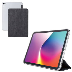 �G���R�� iPad Pro 11�C���` (M4) �P�[�X �J�o�[ �t�@�u���b�N �t���b�v�P�[�X ���^ �y�� �w�ʃN���A 2�A���O�� �u���b�N TB-A25PMWVCBK