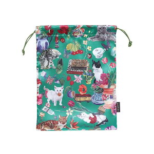 Nathalie Lete �i�^���[ ���e Satin drawstring pouch Cats/511152