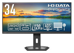 �A�C�I�[�f�[�^ BizCrysta UWQHD&65W���dUSB Type-C����34�^�t���f�B�X�v���C �R�ۃ��f�� �u���b�N 5�N�ۏ� LCD-CWQ341SDB-F 1��