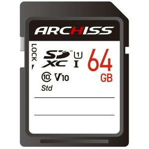 ARCHISS SDJ[h 64GB SDXCJ[h UHSXs[hNX1 Video Speed Class 10 AS-064GSD-SU1