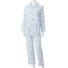 婦人 楊柳全開長袖パジャマ S/M/L 日本製 サックス M