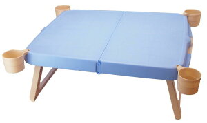 キャプテンスタッグ キャンプ ピクニック用 机 ホルン ハンディーテーブルカップ付 ブルーMP-951