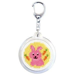 オリムパス製絲 クロスステッチ 刺しゅうキット どうぶつシリーズ ラウンドキーリング ウサギ 白 KS-147