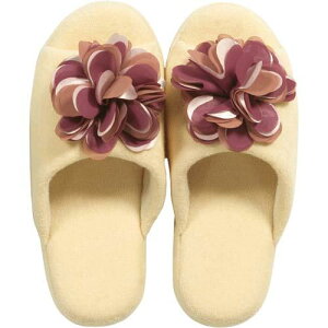 センコー S.D.S コンフォ 花モチーフ付 スリッパ ベージュ 約 25.5cm 綿生地 アーチ型ソール カップ形状 リラックス 91895