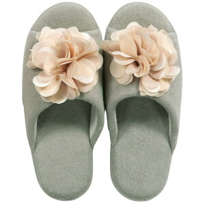 センコー S.D.S コンフォ 花モチーフ付 スリッパ グレー 約 25.5cm 綿生地 アーチ型ソール カップ形状 リラックス 91896
