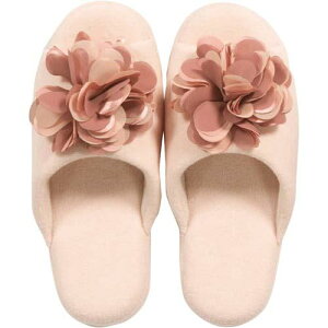センコー S.D.S コンフォ 花モチーフ付 スリッパ ピンク 約 25.5cm 綿生地 アーチ型ソール カップ形状 リラックス 91897
