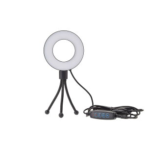�G�c�~ �����O���C�g VLOG LED�����O���C�g 3.5�C���` + �~�j �O�r�Z�b�g �y �O�a 9cm�R���p�N�g�ȑ��T�C�Y�z�u���b�N VE-2301