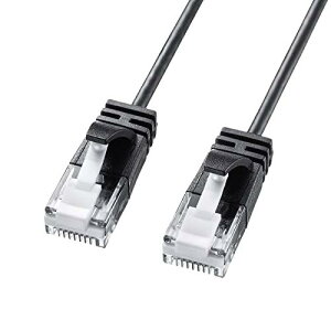 �T�����T�v���C LAN�P�[�u�� CAT6A �ɍ׃^�C�v 10Gbps/500MHz �M�K�r�b�g �C�[�T�l�b�g�P�[�u�� �c���܂�h�~ RJ45 (5m) �u���b�N KB-SL6A-05BK