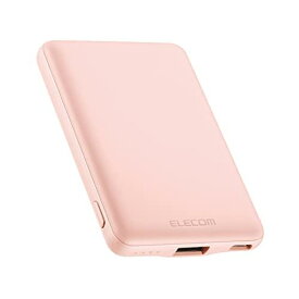 エレコム モバイルバッテリー 5000mAh 12W コンパクト 薄型 軽量 入力(Type-C×1) 出力(Type-C×1、USB-A×1) PSE認証 おまかせ充電対応 【iPhone Android 各種対応】 ピンク DE-C37-5000PN