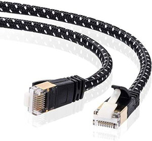 TTvC CAT7׌abVLANP[u (10m) 10Gbps/600MHz RJ45 c܂h~ ubN&zCg KB-T7ME-10BKW