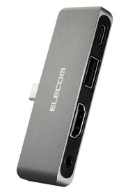 エレコム USB Type-C ハブ ドッキングステーション USB PD対応 (60W) 充電用Type-C×1 USB-A×1 HDMI×1 オーディオ×1 薄型タブレットPCサポート用アタッチメント付 シルバー DST-C25SV