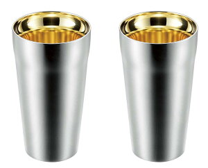 よこやま 燕人の匠 「プライム」 内面金メッキ ダブルタンブラー 300ml 2P ET-2000 シルバー