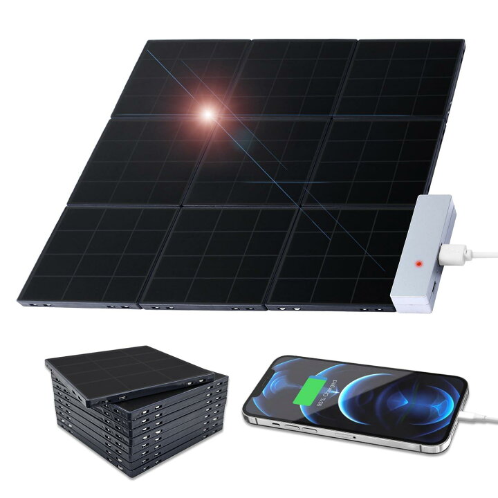 楽天市場】SolarBrick ソーラーパネル ポータブル充電器 9枚 セット 