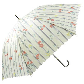 花柄ストライプ ジャンプ長傘 オフホワイト