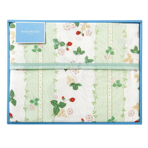 nishikawa 【 西川 】 綿毛布(毛羽部分) シングル ギフト 洗える(ネット使用) ウェッジウッド ワイルド ストロベリー グリーン FQ82601011