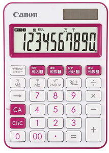 キヤノン カラフル電卓 LS-105WUC-PK 10桁 ミニ卓上サイズ W税機能搭載 抗菌仕様