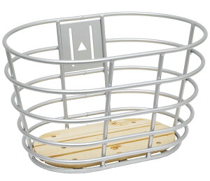 パルミー(PALMY) ウッドパネル丸型アルミバスケットシルバー 幅380mm×奥行260mm×高さ225mm(底面:幅300mm×奥行180mm)