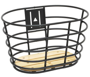 パルミー(PALMY) ウッドパネル丸型アルミバスケットブラック 幅380mm×奥行260mm×高さ225mm(底面:幅300mm×奥行180mm)