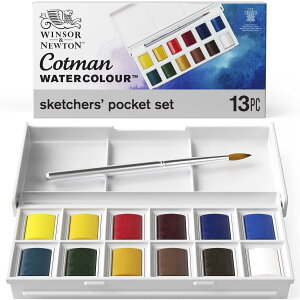 Winsor & Newton ウィンザー&ニュートン 水彩絵具 コットマン ウォーターカラー スケッチャーズポケットセット ハーフパン 12色セット 18909640