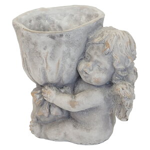 植木鉢 かわいい 天使 穴あき セメントポット エンジェルガーデンブーケ