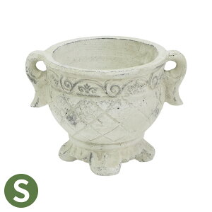 植木鉢 おしゃれ 丸型 穴あき レリーフ調 セメントポット パンテオンフラワー S