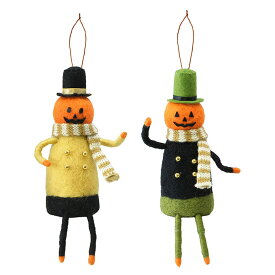 ハロウィン 飾り かぼちゃ パンプキン ぬいぐるみ 人形 吊り下げ おしゃれ かわいい HW羊毛フェルトオーナメント ハットかぼちゃ 2色セット