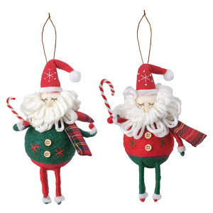 クリスマス 飾り サンタクロース ぬいぐるみ 人形 おしゃれ かわいい CM羊毛フェルトオーナメント オールドサンタ2025 2色セット