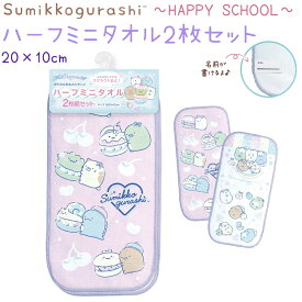 すみっコぐらし ハーフミニタオル2枚セット 【HAPPY SCHOOL】 名前欄付 20×10cm サンエックス CM40402