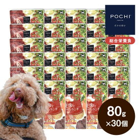 POCHI ザ・ドッグフード ウェット 鹿肉とレバーのランチ 80g×30個 ポチ ドッグフード 犬 ウェットフード 総合栄養食 介護食 国産