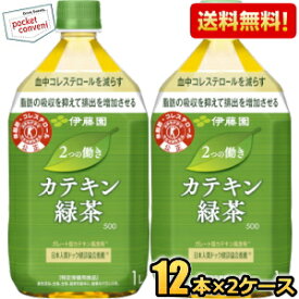 クーポン配布中★【送料無料】伊藤園 2つの働き カテキン緑茶1000mlペットボトル 24本(12本×2ケース) 1Lサイズ 二つの働き 特保 トクホ 特定保健用食品※北海道800円・東北400円・沖縄や離島2000円の別途送料加算