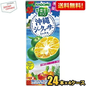 4月23日発売★あす楽対応【送料無料】カゴメ 野菜生活100 沖縄シークヮーサーミックス 195ml紙パック 96本(24本×4ケース) 野菜ジュース 沖縄シークワーサー シークワサー ※北海道800円・東北400円の別途送料加算 [39ショップ]