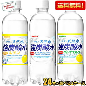 【送料無料】 サンガリア 伊賀の天然水 強炭酸水 ノーマル レモン グレープフルーツ 500mlPET 48本(24本入×選べる2ケース) 炭酸水 ※北海道800円・東北400円の別途送料加算