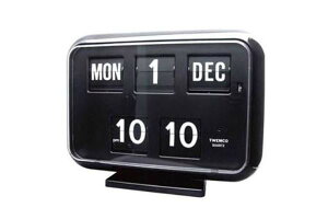 TWEMCO トゥエンコ 置き 掛け兼用 パタパタカレンダー時計 QD-35 ブラック