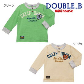 【セール30%OFF】ミキハウス mikihouse ダブルビー アメカジ風Tシャツ (90-100cm) 長袖 Tシャツ アメカジ ロゴ プリント 刺繍 ベビー 赤ちゃん キッズ 子供 男の子 女の子【61-5201-380】 [sp-s][sp-w]