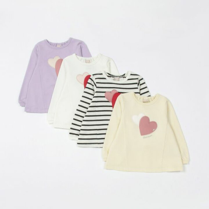 楽天市場】【セール30%OFF】プティマイン ハートモチーフ長袖Tシャツ  