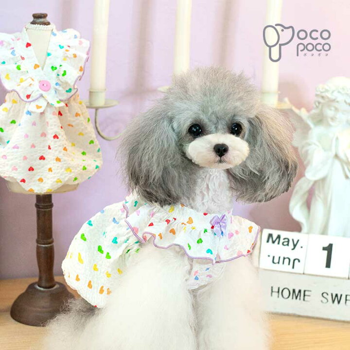 楽天市場 犬 服 小型犬 ワンピース ハート柄 薄手 涼しい おしゃれ おもしろ かわいい 可愛い 着せやすい ブランド 高級 女の子 男の子 お散歩 犬服のポコポコ 職人手作り犬服のポコポコ