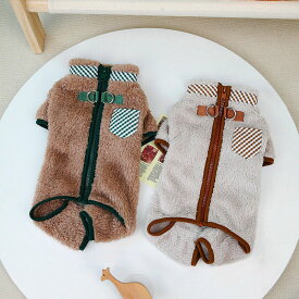 【全商品ポイント5倍】犬服 犬の服 ドッグウェア 秋冬 ロンパース つなぎ 胴輪 けん引 ハーネスウェア 長袖 背中ファスナー 着せやすい 可愛い オシャレ ペット グッズ 犬服 ハイネック 柔らかい 防寒 暖かい お散歩服 犬洋服 小型犬 中型犬