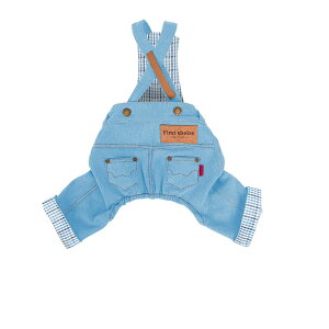 【全商品ポイント5倍】犬の服 つなぎ ドッグウェア デニム オーバーオール サロペット ズボン 重ね着 柔らかい 綿質 伸縮性あり 着せやすい おしゃれ オシャレ 抜け毛防止 小型犬 中型犬 男