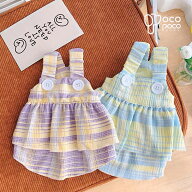 犬 夏服 小型犬 ドッグウェア ペットウェア ワンピース キャミワンピース チェック柄 お出かけ お散歩 犬…