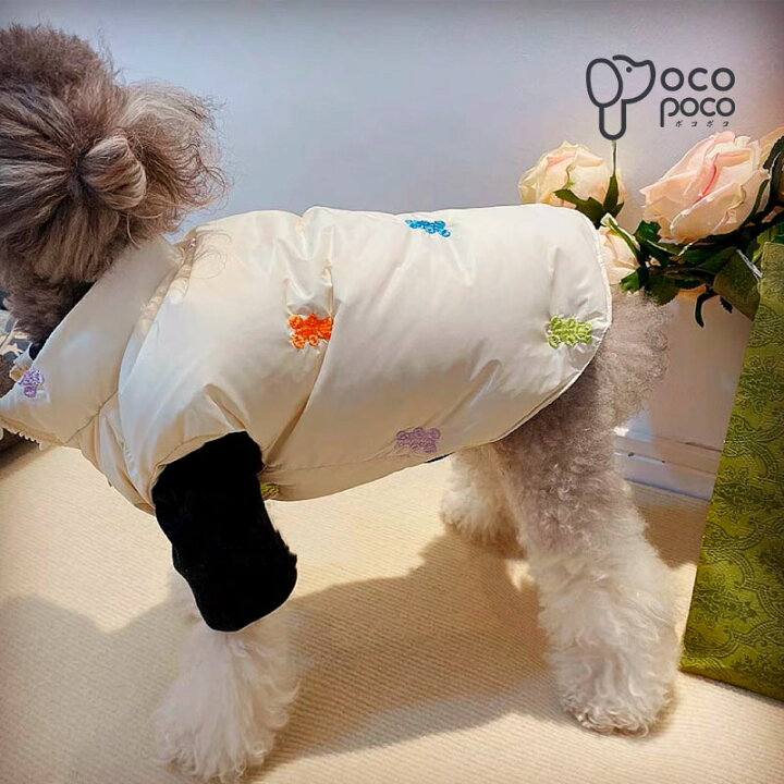 楽天市場】犬服 ダウン ジャケット ベスト コート くま刺繍 袖なし 