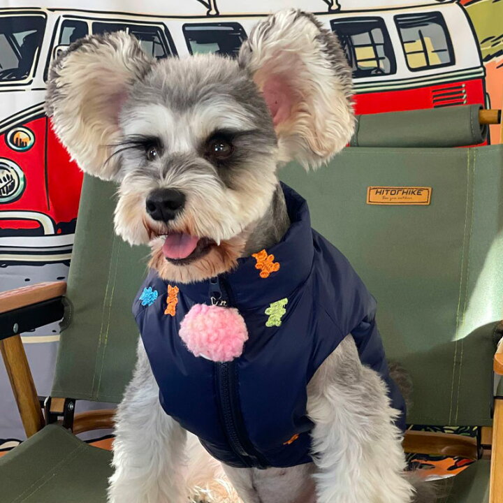 楽天市場】犬服 ダウン ジャケット ベスト コート くま刺繍 袖なし 