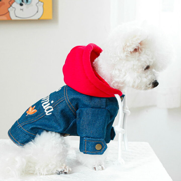 楽天市場】犬 秋冬服 ドッグウェア パーカー デニム ジャケット重ね着 
