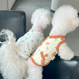 犬 服 秋冬 新柄キルティング ベスト 小型犬 猫 暖かい 防寒 背開き 着せやすい スナップボタン ノースリーブ おしゃれ スター アニマル柄 パピー 子犬 猫服 冬 防寒着 小型犬 中型犬