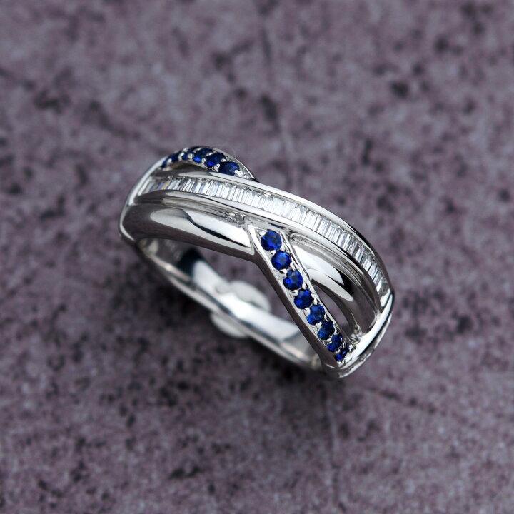 楽天市場】【0.76ct】18K ホワイトゴールド サファイア ダイヤ入り  