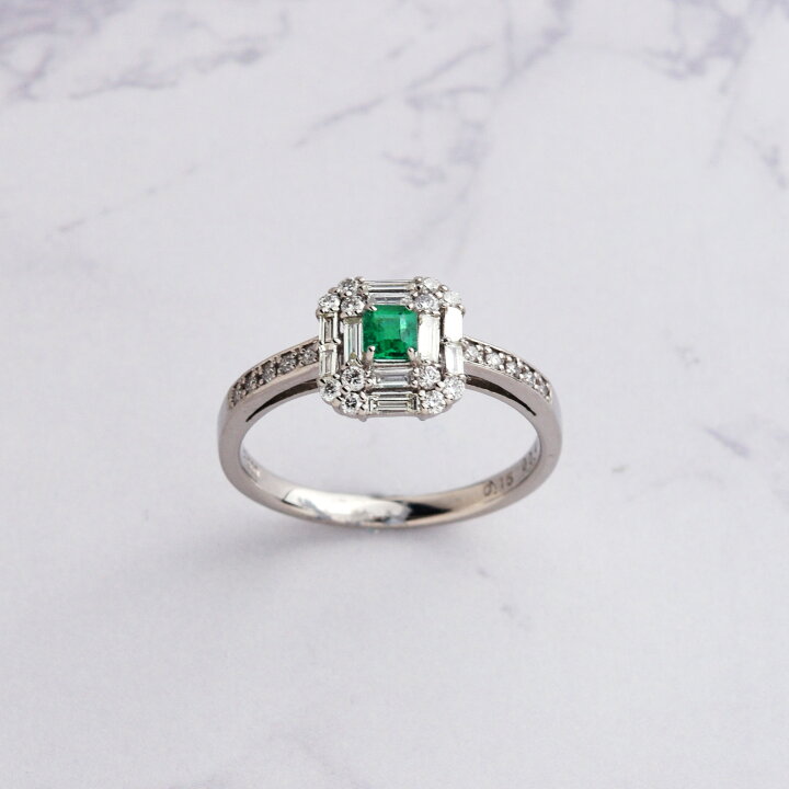楽天市場】【0.55ct】プラチナ 900 エメラルド ダイヤ入り リング 0.55 