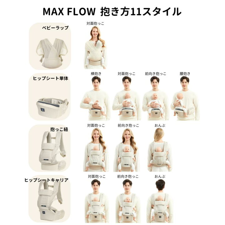 楽天市場】ヒップシート オールインワン 抱っこ紐 MAX FLOW 新生児 3歳 