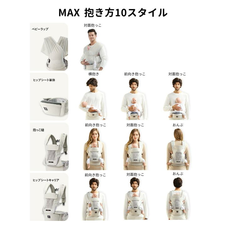 楽天市場】ヒップシート オールインワン 抱っこ紐 MAX 新生児 3歳 まで 